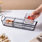Glass Square Bowl With Tray Set Of 4 200ml Nestasia