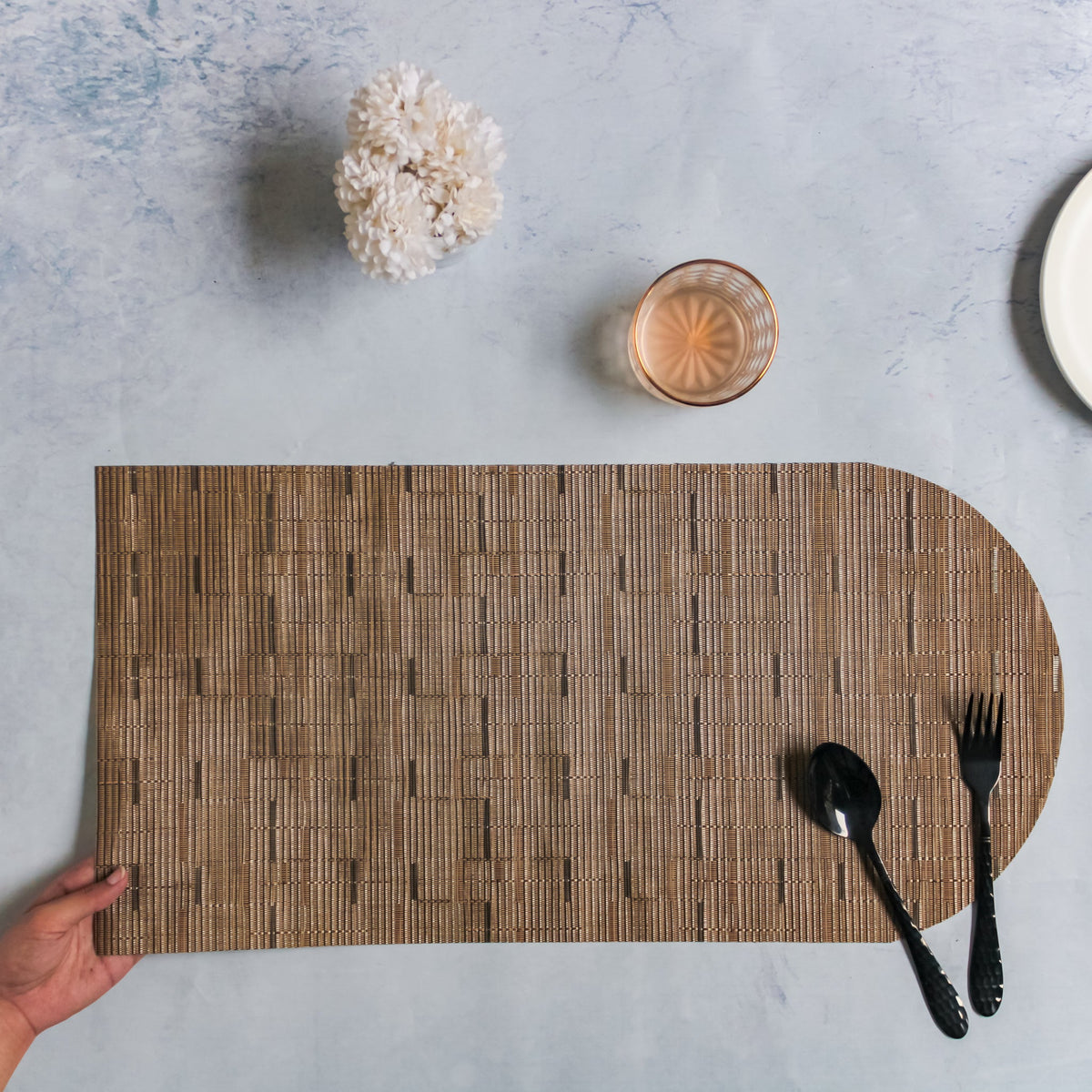 Long Center Table Placemat Brown Nestasia