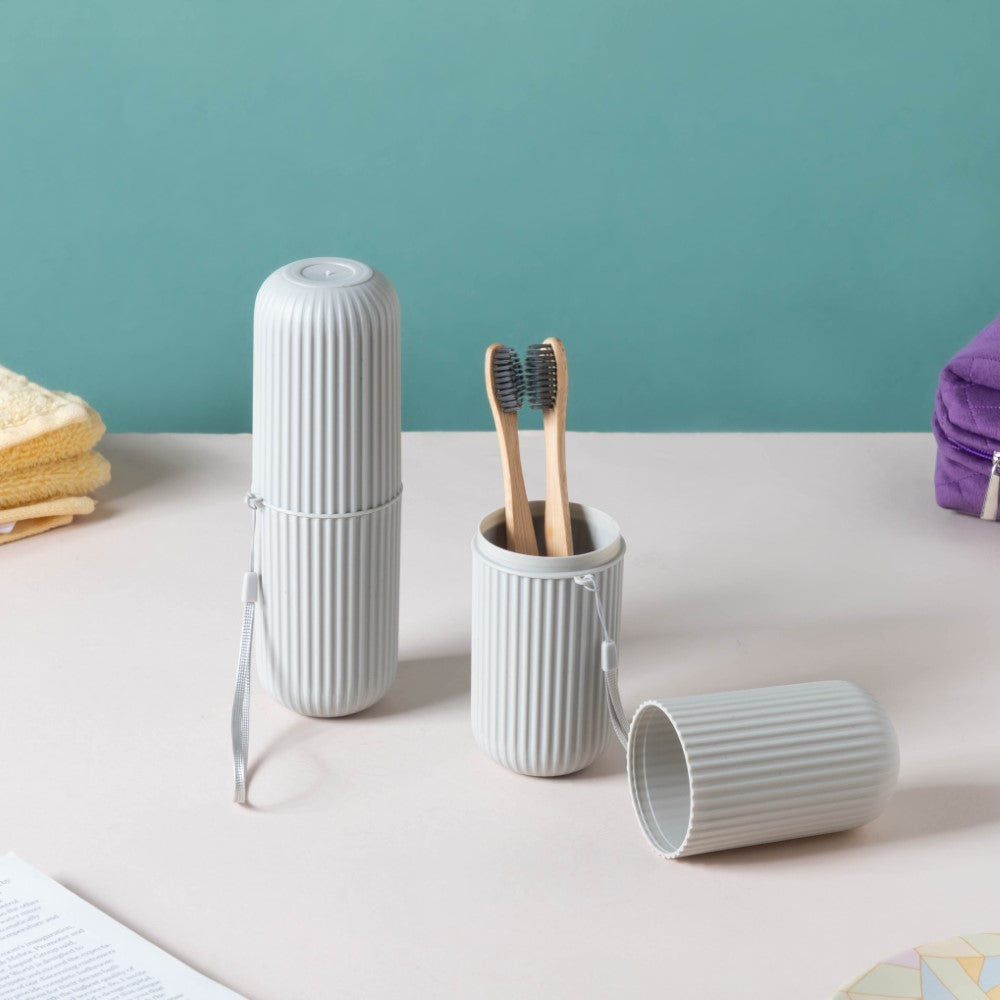 Travel Makeup Brush Holder Kit Grey Set Of 2 Nestasia