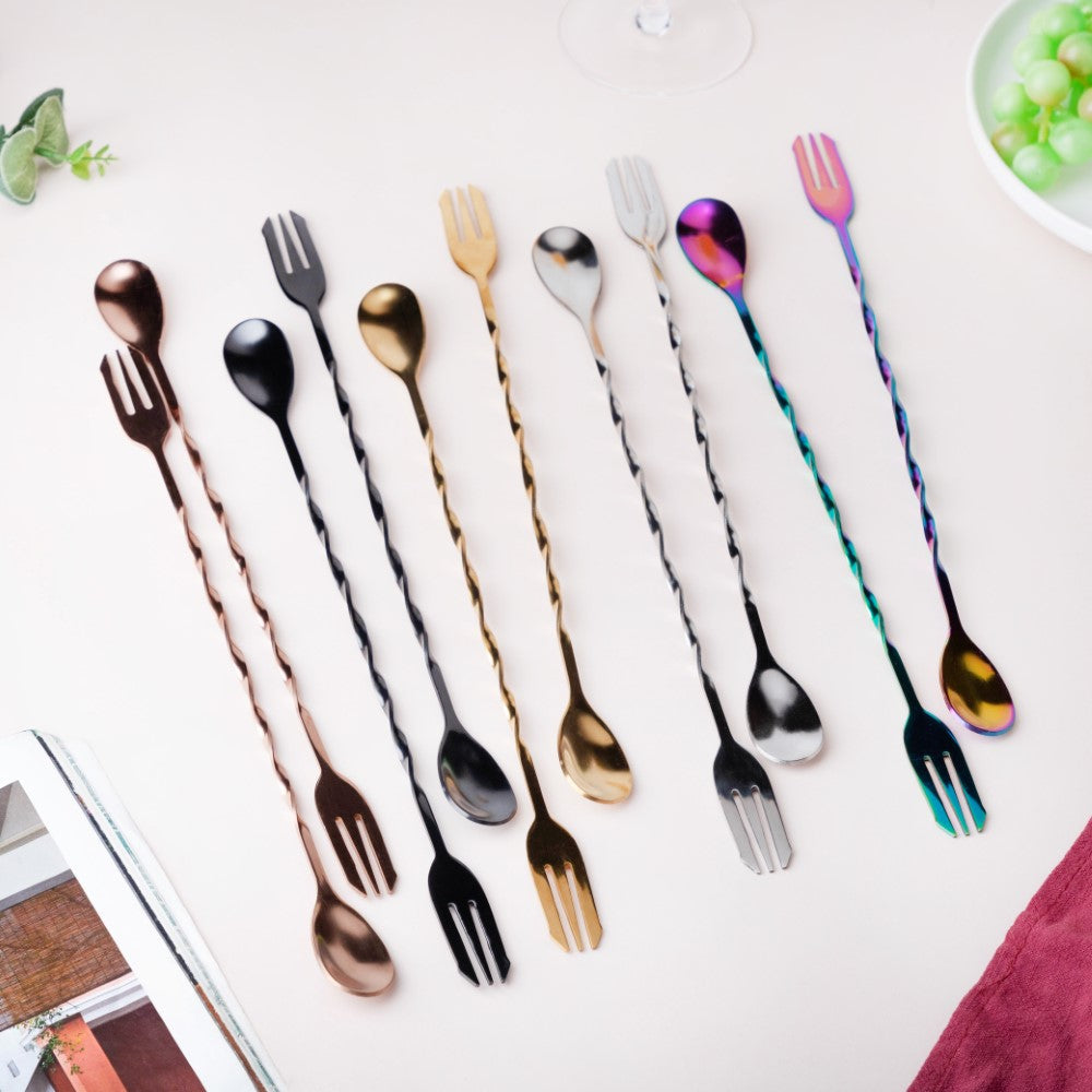 Bar Spoon With Fork Multicolour Set of 2 Nestasia