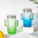 Prickly Cacti Glass Jar Green with Lid Set of 4 Nestasia