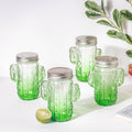 Prickly Cacti Glass Jar Green with Lid Set of 4 Nestasia