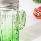Prickly Cacti Glass Jar Green with Lid Set of 4 Nestasia