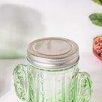 Prickly Cacti Glass Jar Green with Lid Set of 4 Nestasia