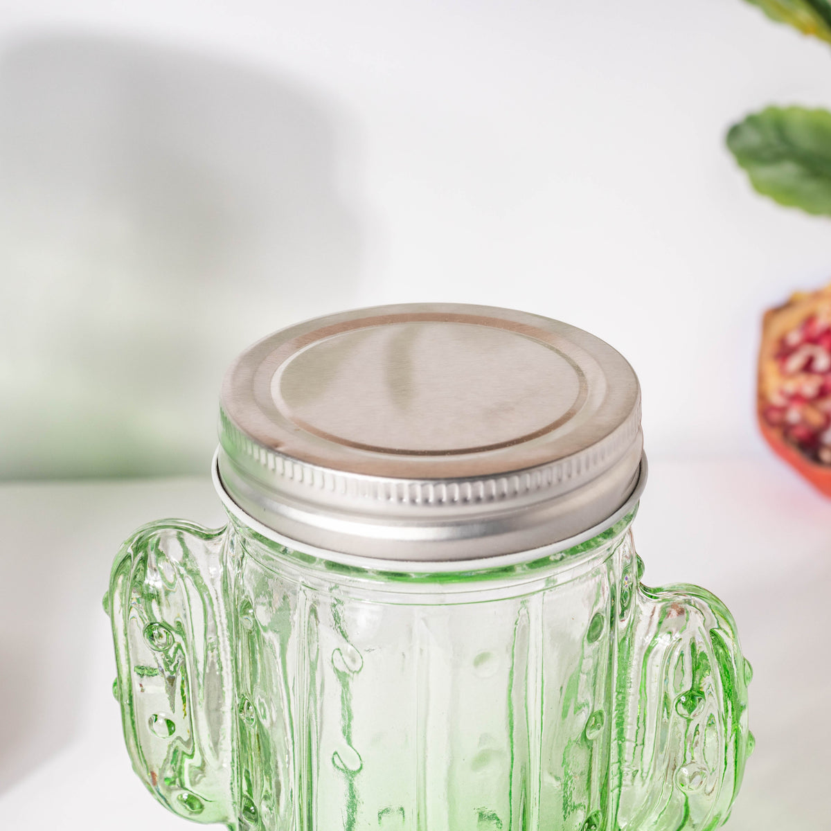 Prickly Cacti Glass Jar Green with Lid Set of 4 Nestasia