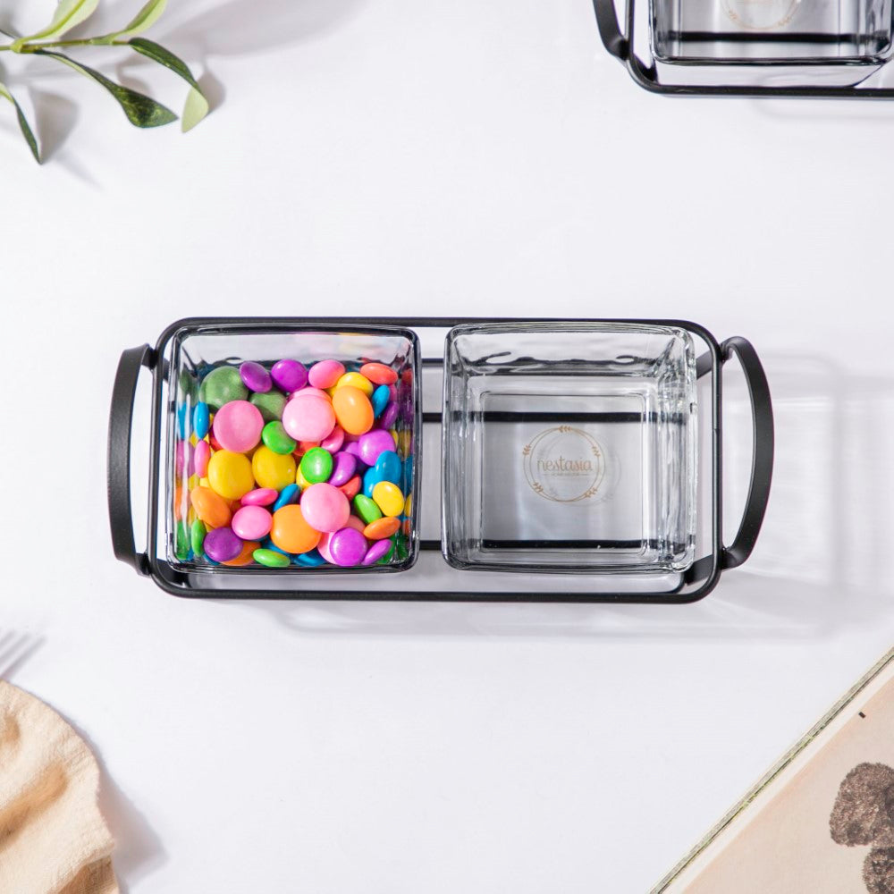 Clear Glass Bowl With Tray Set Of 3 200ml Nestasia
