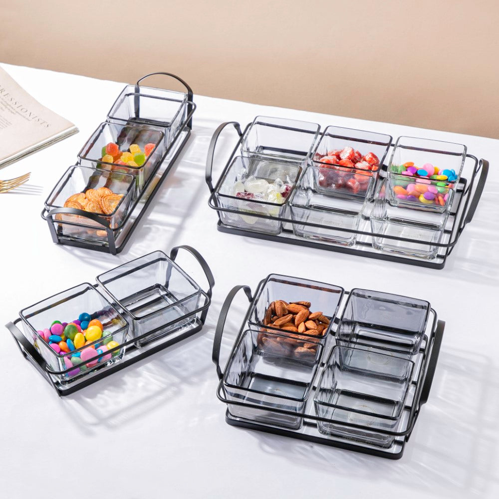 Ash Grey Bowl With Tray Set Of 5 200ml Nestasia