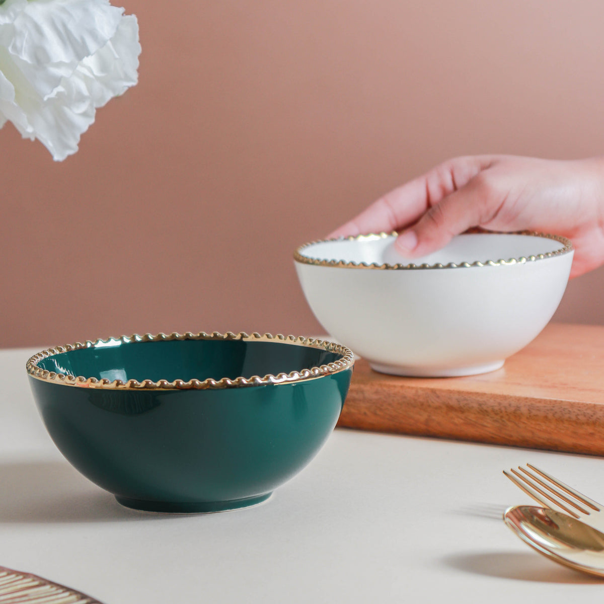 Snack Bowl With Gold Rim 300 ml Nestasia