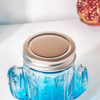 Prickly Cacti Glass Jar Blue with Lid Set of 4 Nestasia