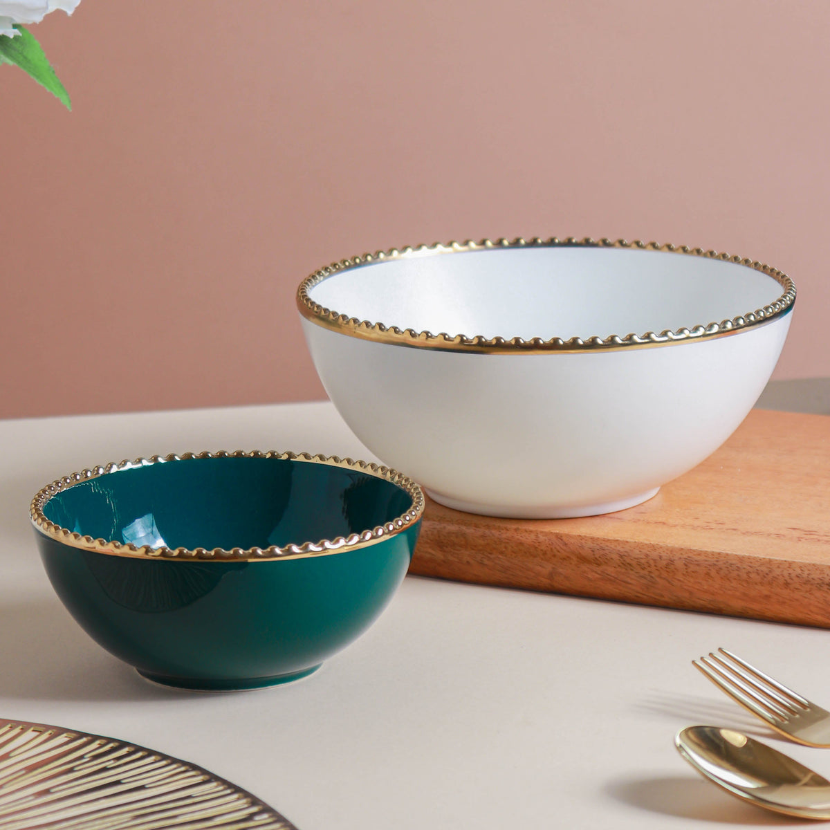Snack Bowl With Gold Rim 300 ml Nestasia