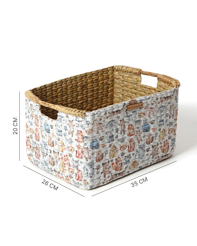 Seagrass Basket with Handles for Shelf Organization and Decorative Storage
