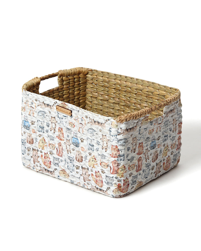 Seagrass Basket with Handles for Shelf Organization and Decorative Storage