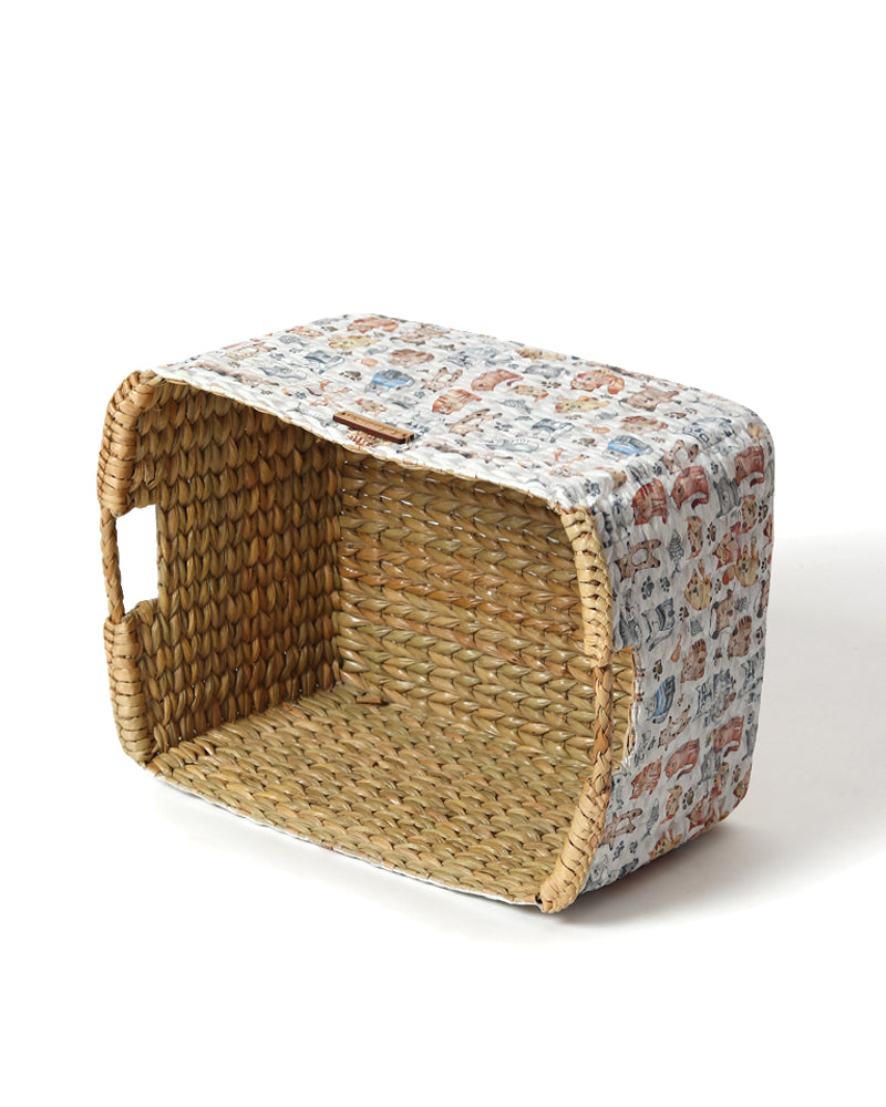 Seagrass Basket with Handles for Shelf Organization and Decorative Storage