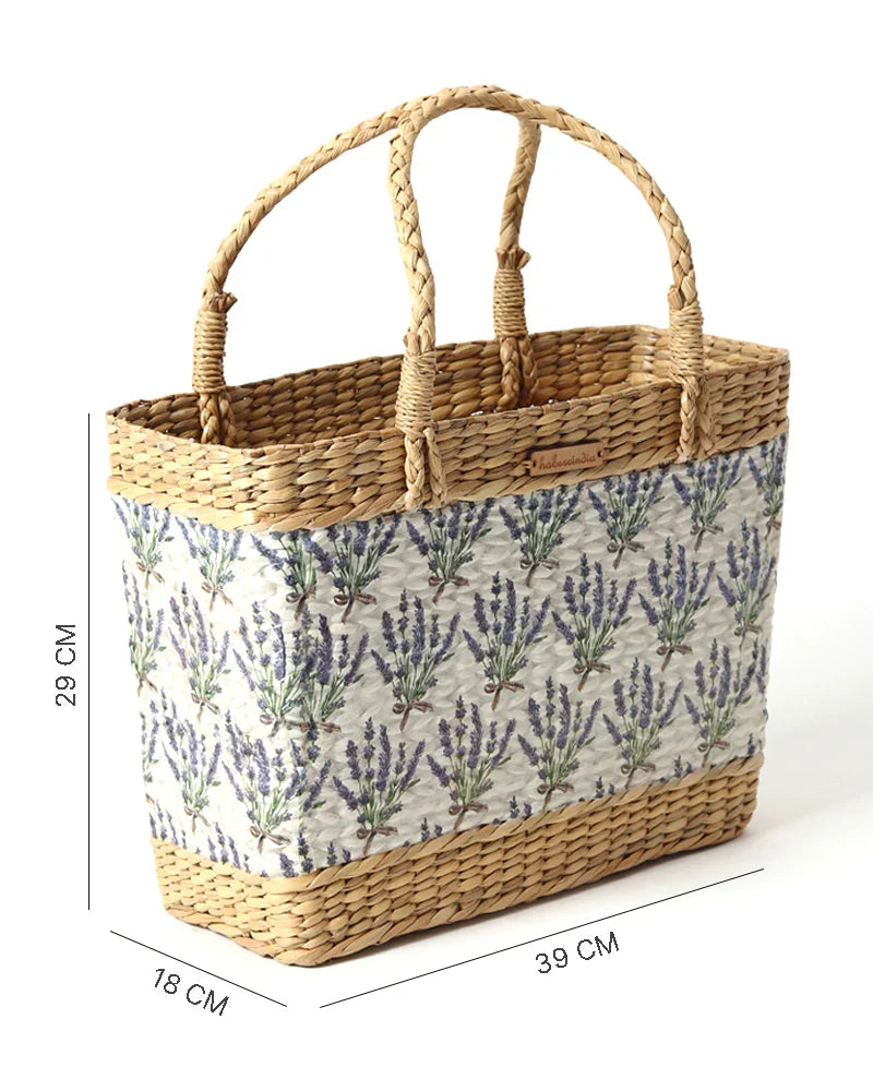 Handmade Seagrass Shopping Basket for Storage, Beach & Travel