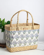Handmade Seagrass Shopping Basket for Storage, Beach & Travel