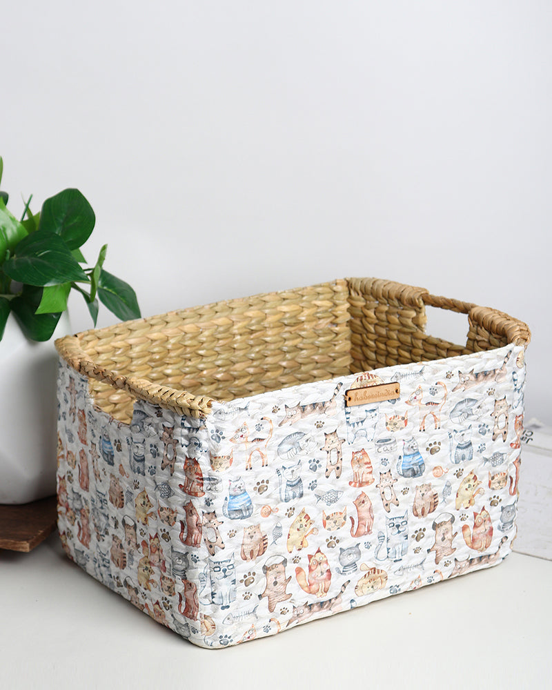 Seagrass Basket with Handles for Shelf Organization and Decorative Storage