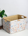 Seagrass Basket with Handles for Shelf Organization and Decorative Storage