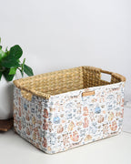 Seagrass Basket with Handles for Shelf Organization and Decorative Storage
