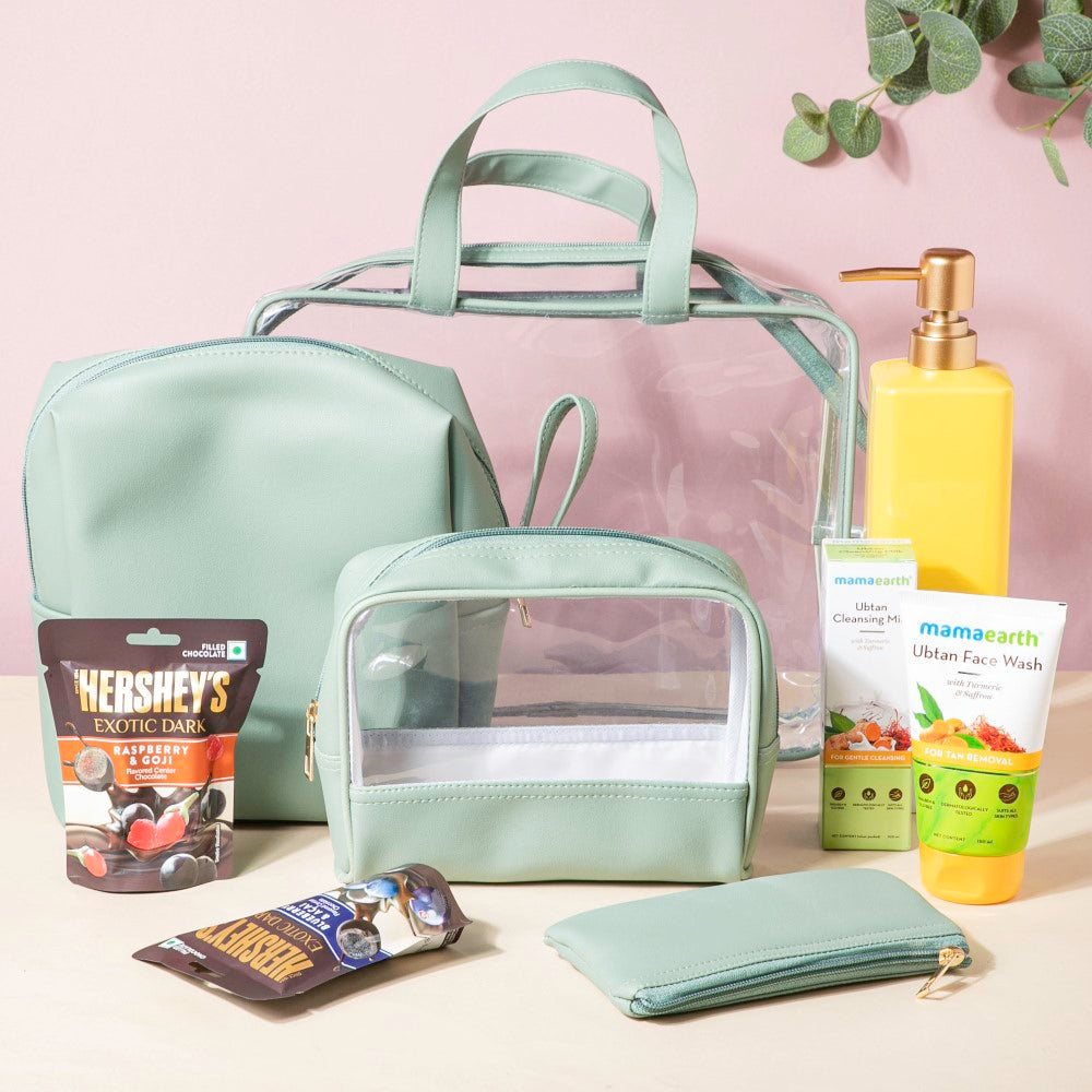 Travel Kit And Dispenser Pamper Hamper Set Of 6 Nestasia