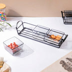 Glass Square Bowl With Tray Set Of 4 200ml Nestasia