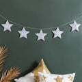 Festive Shimmery Star Bunting Silver 98 Inch Nestasia