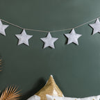 Festive Shimmery Star Bunting Silver 98 Inch Nestasia