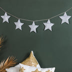 Festive Shimmery Star Bunting Silver 98 Inch Nestasia