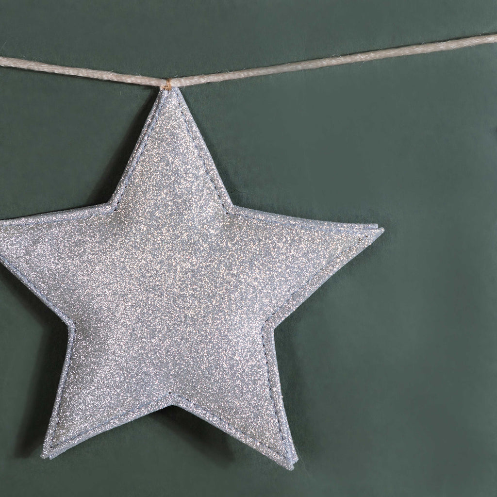 Festive Shimmery Star Bunting Silver 98 Inch Nestasia