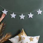 Festive Shimmery Star Bunting Silver 98 Inch Nestasia