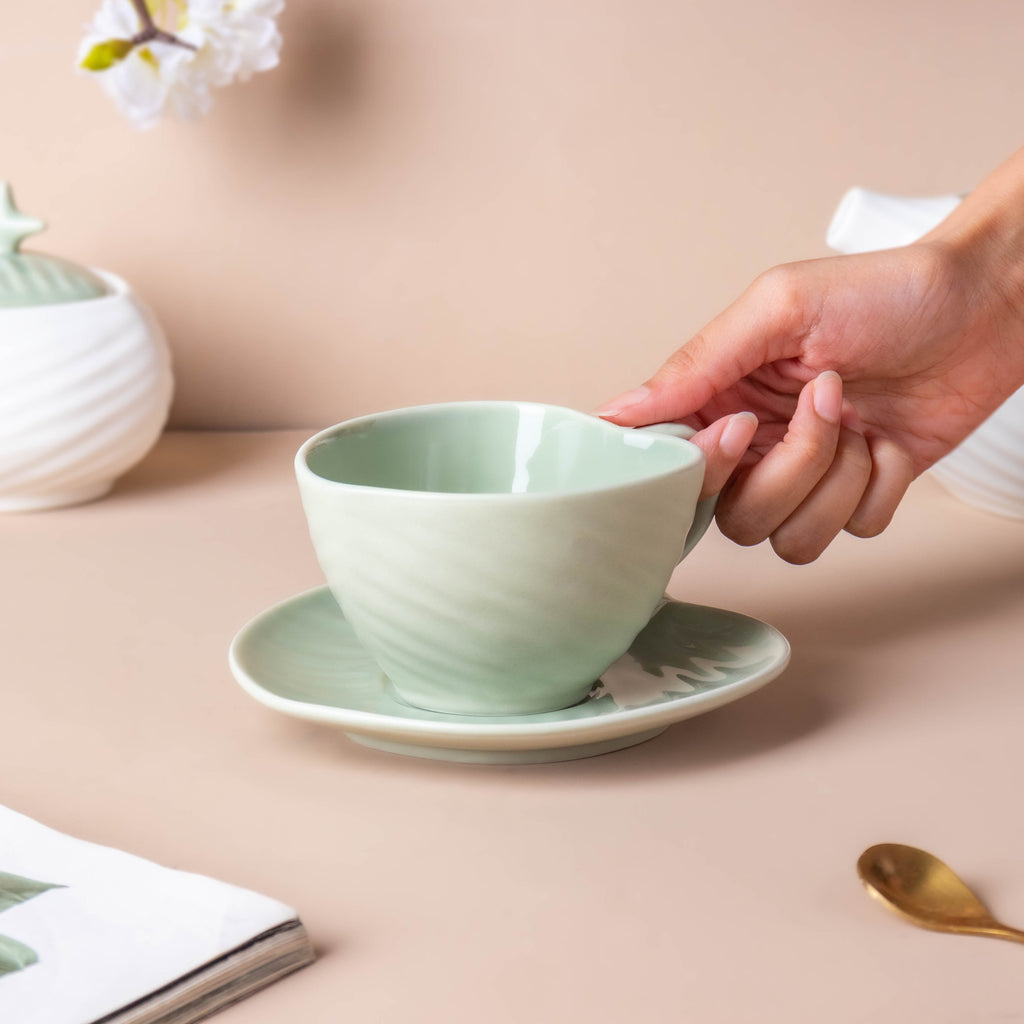 Taro Leaf Green Cup and Saucer Nestasia