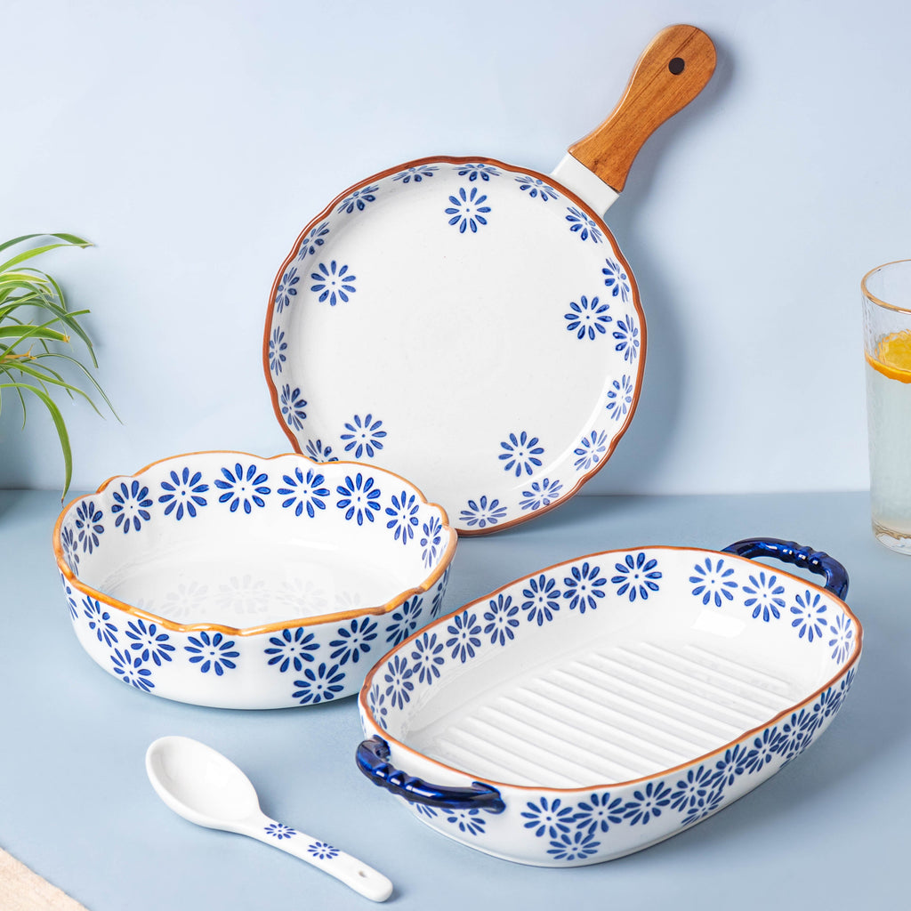 Blue Daisy Baking Bowl 10 Inch Large Nestasia