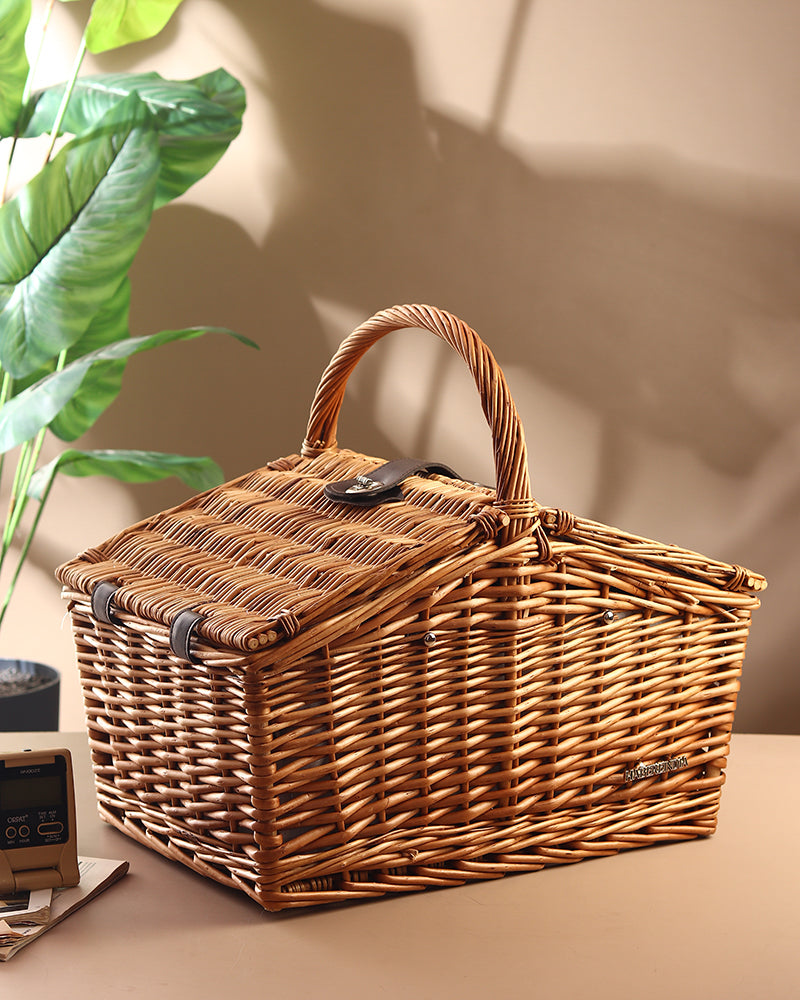Multi-Purpose Wicker Picnic Basket for Food, Picnic, and Leisure Use