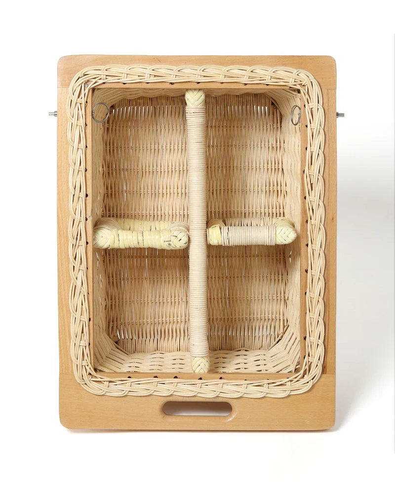 Wicker Modular Kitchen Basket with Double Compartments for Pantry and Drawer Organization