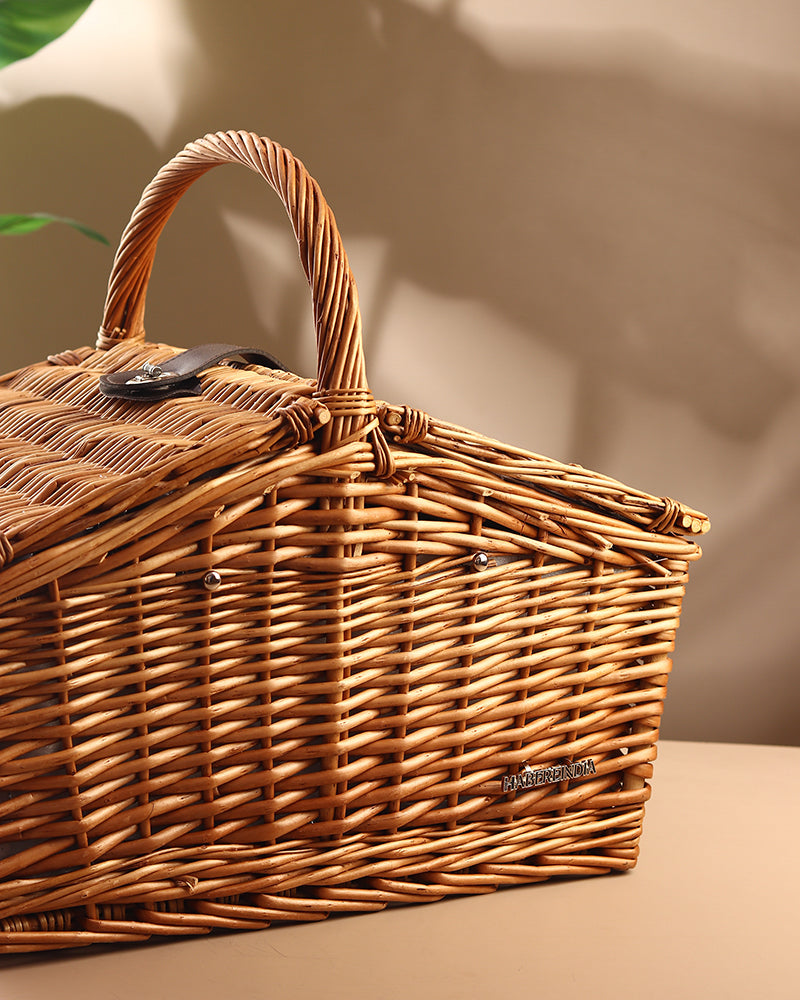 Multi-Purpose Wicker Picnic Basket for Food, Picnic, and Leisure Use