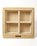 Handwoven Wicker Pull-Out Kitchen Basket with Double Partition for Organized Storage