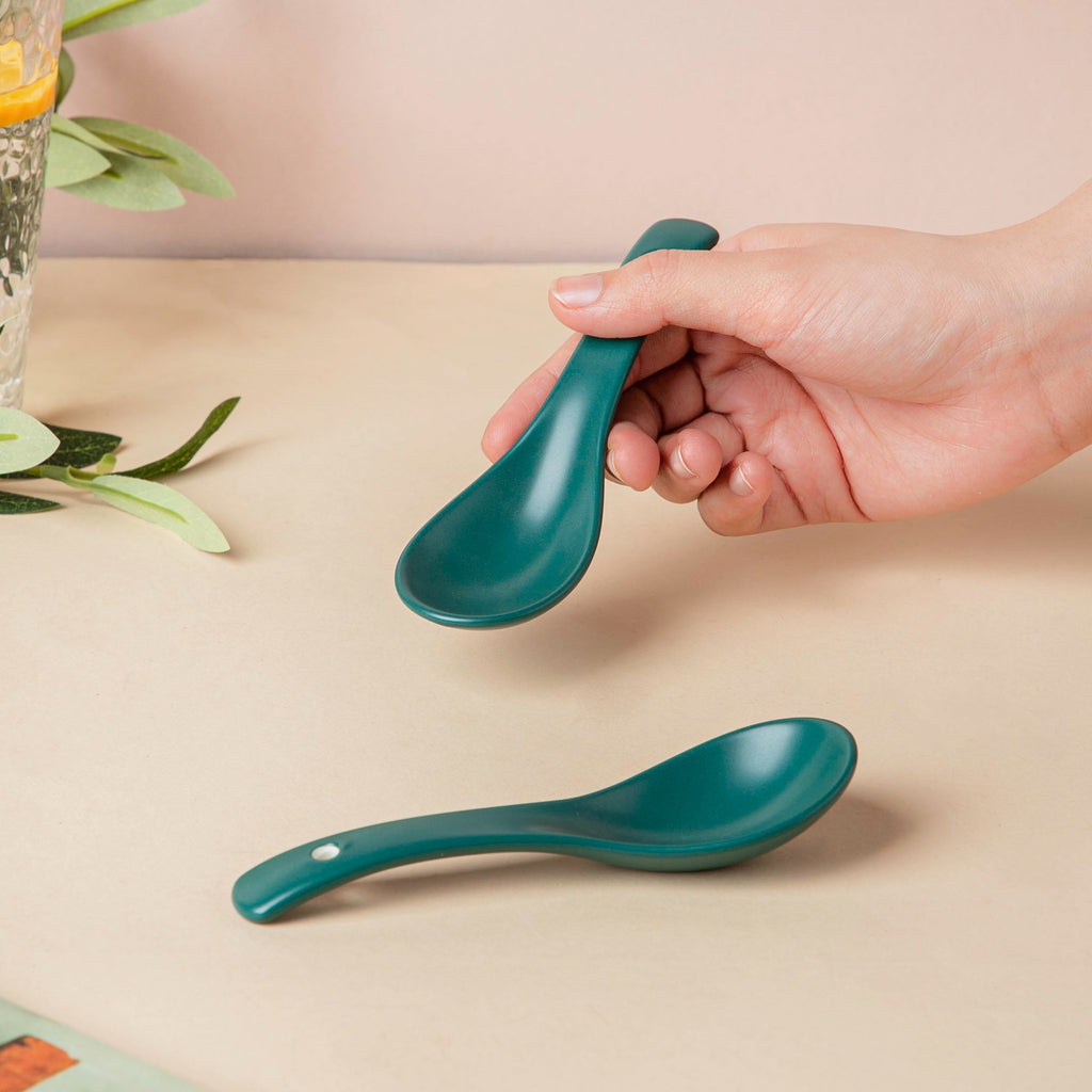 Ceramic Soup Spoon Dark Green Set of 2 Nestasia