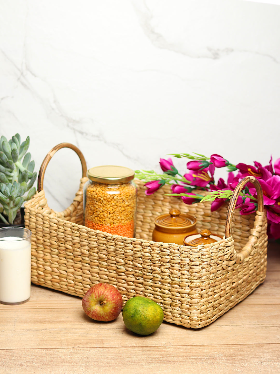 Handmade Seagrass Storage Basket for Living Room, Kitchen, and Office Use
