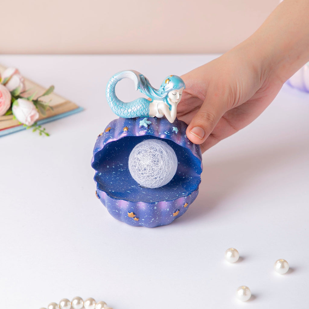 Starry Shell Mermaid Decor With Dark Blue Nestasia