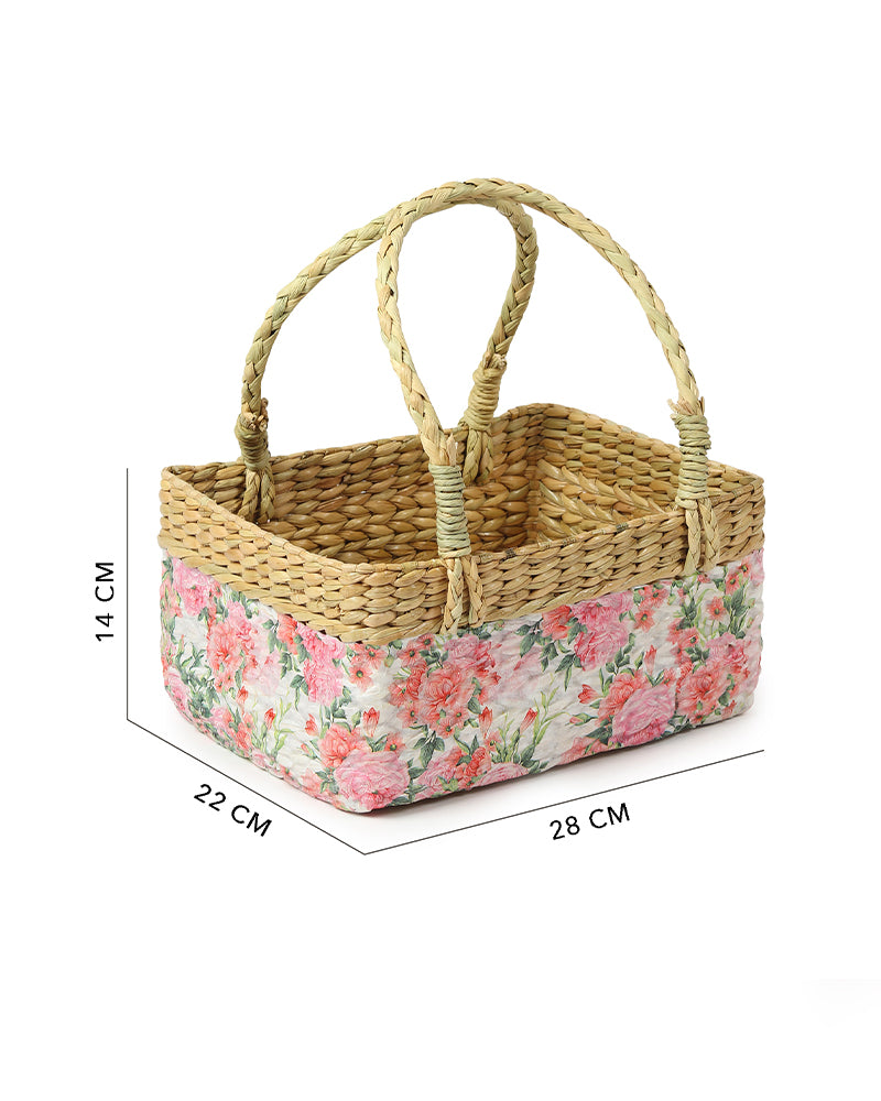 Round Seagrass Gift Hamper Basket for Fruit Storage and Home Decor