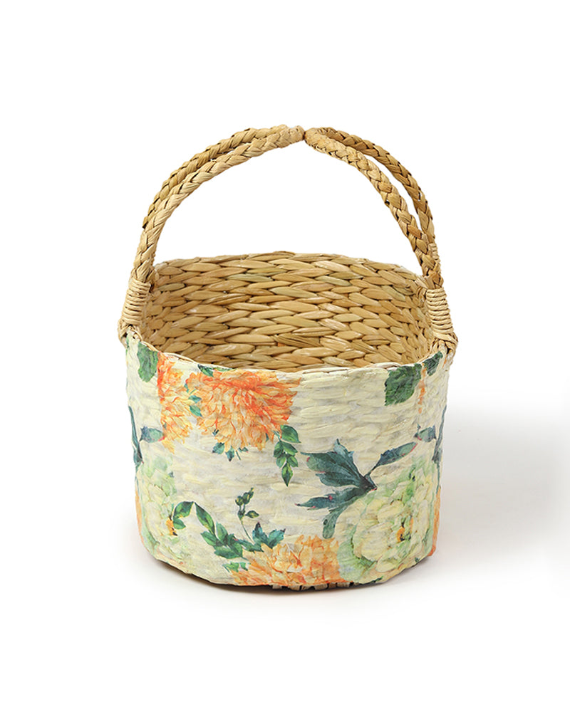 Decorative Seagrass Round Basket for Gifting and Fruit Storage
