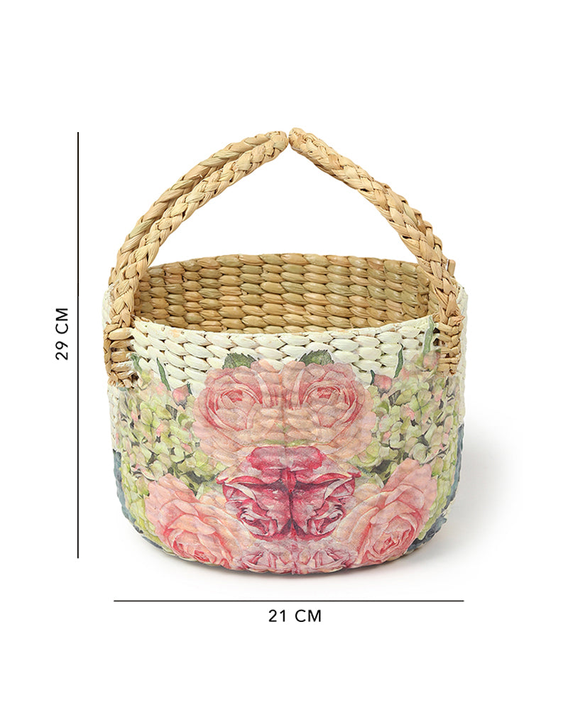 Round Seagrass Fruit Basket for Decorative Hamper and Home Storage