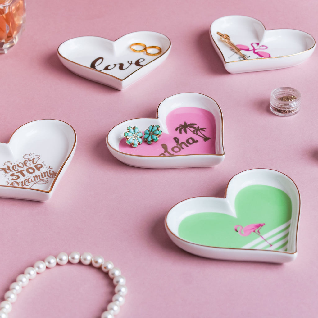 Heart Flamingo Trinkets Ceramic Plate Nestasia