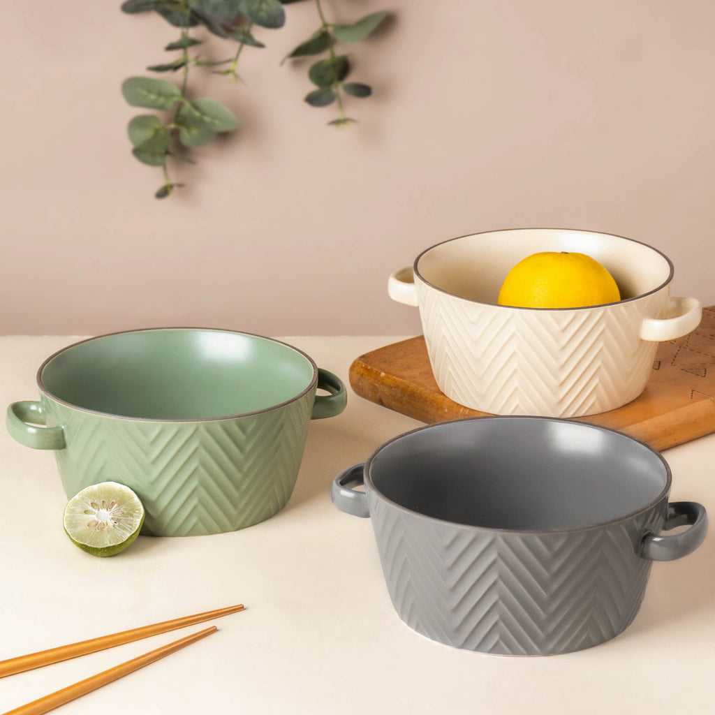 Asphalt Grey Textured Noodle Bowl Nestasia
