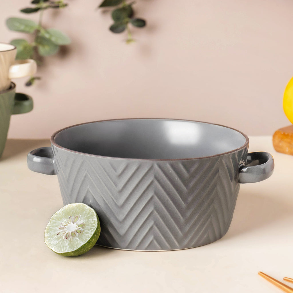 Asphalt Grey Textured Noodle Bowl Nestasia