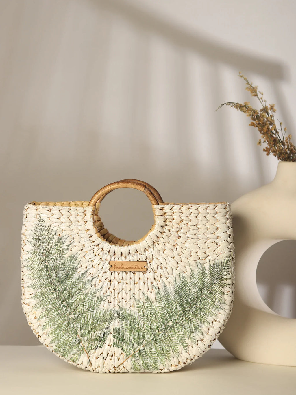 Handwoven Seagrass Half Moon Tote Bag