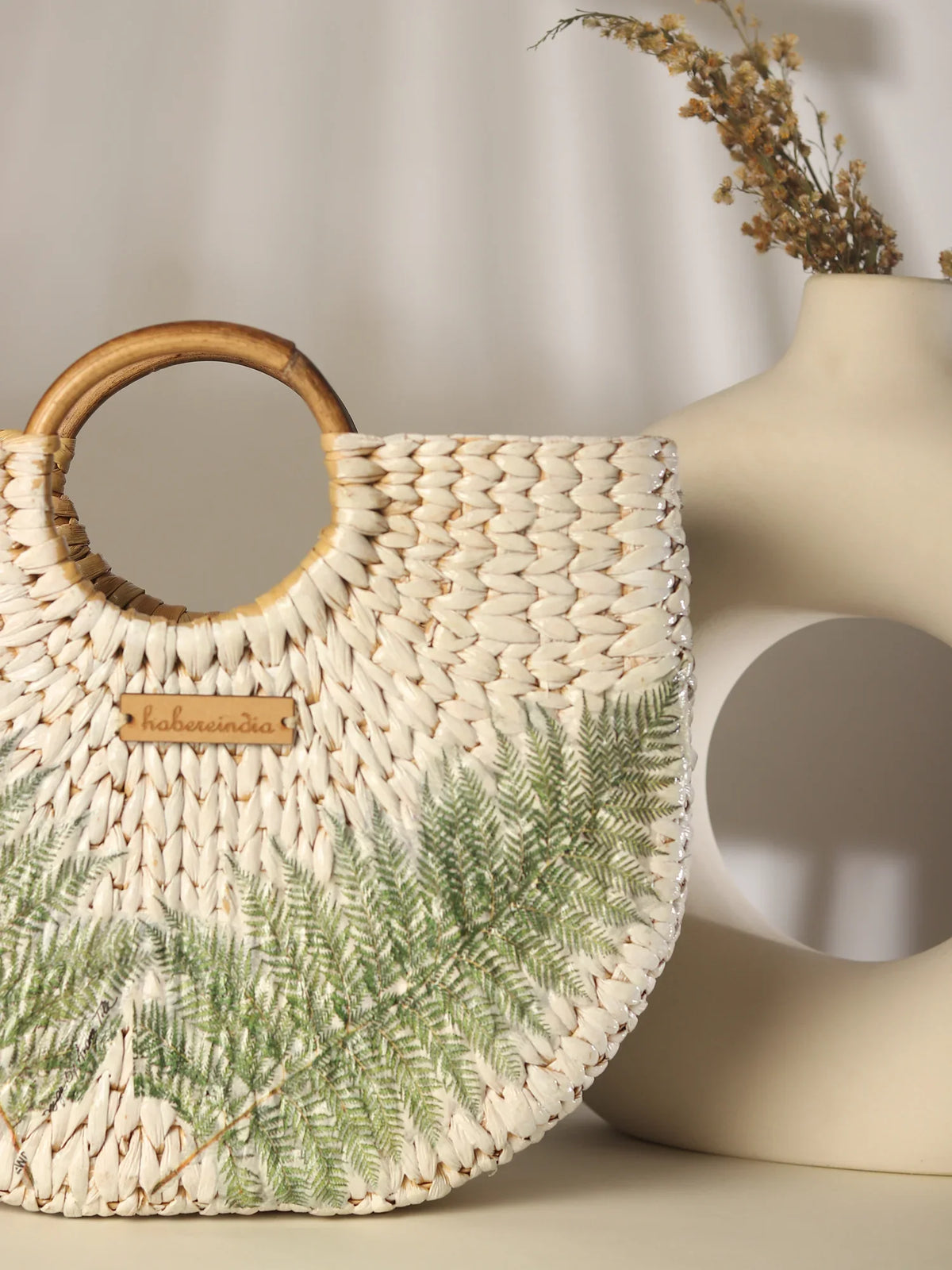 Handwoven Seagrass Half Moon Tote Bag