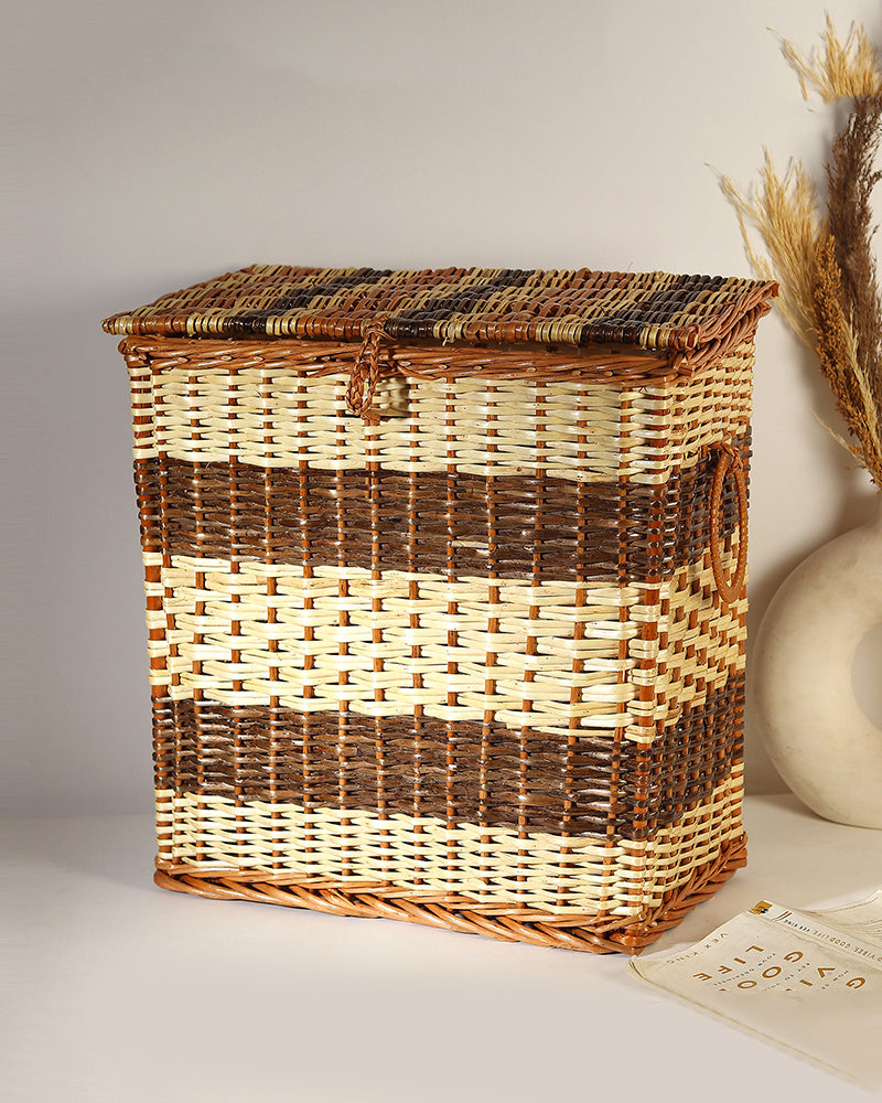 Wicker Laundry Basket with Lid for Clothes Storage and Home Organization