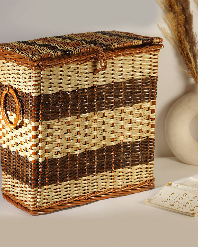 Wicker Laundry Basket with Lid for Clothes Storage and Home Organization