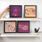 Graphic Music Art In Frame Set Of 4 9x9 Inch Nestasia
