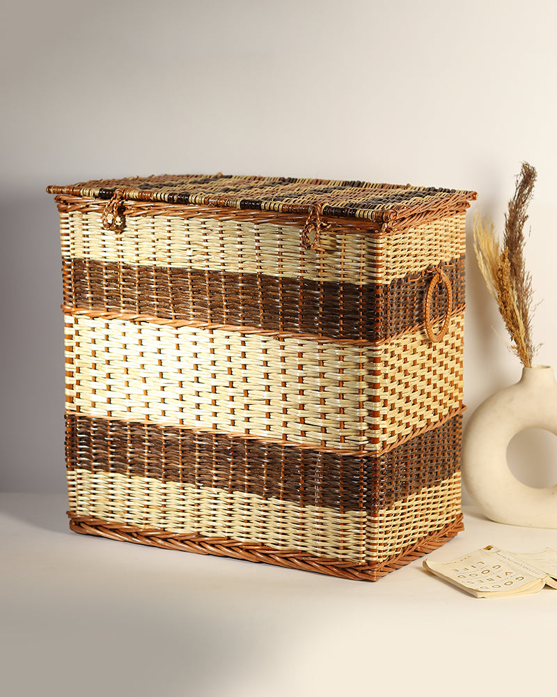 Wicker Laundry Basket with Lid for Clothes Storage and Home Organization